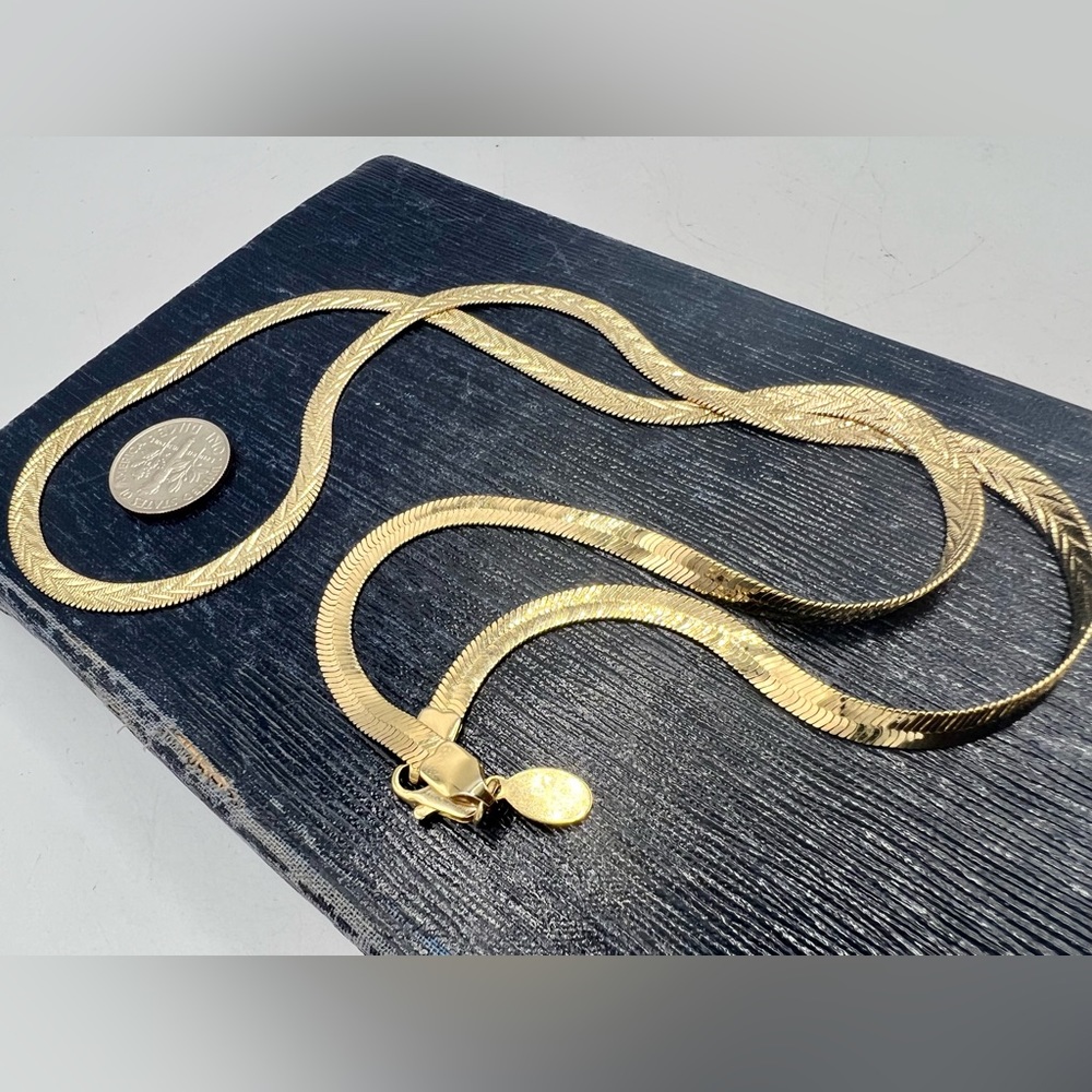 Vintage WORTHINGTON smooth reversible patterned gold chain necklace 24”